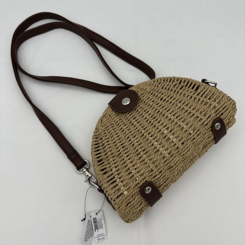WHITE HOUSE BLACK MARKET Wicker Straw Woven Basket Style Rattan Crossbody NWT